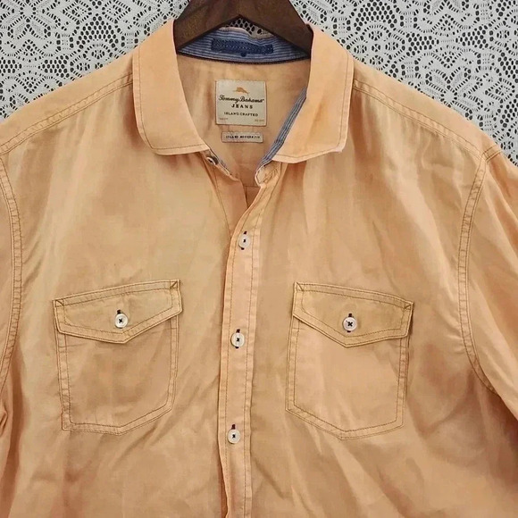 Tommy Bahama Island Morden Fit Button Up Short Sleeve Men's Shirt  XL Orange - Picture 3 of 7